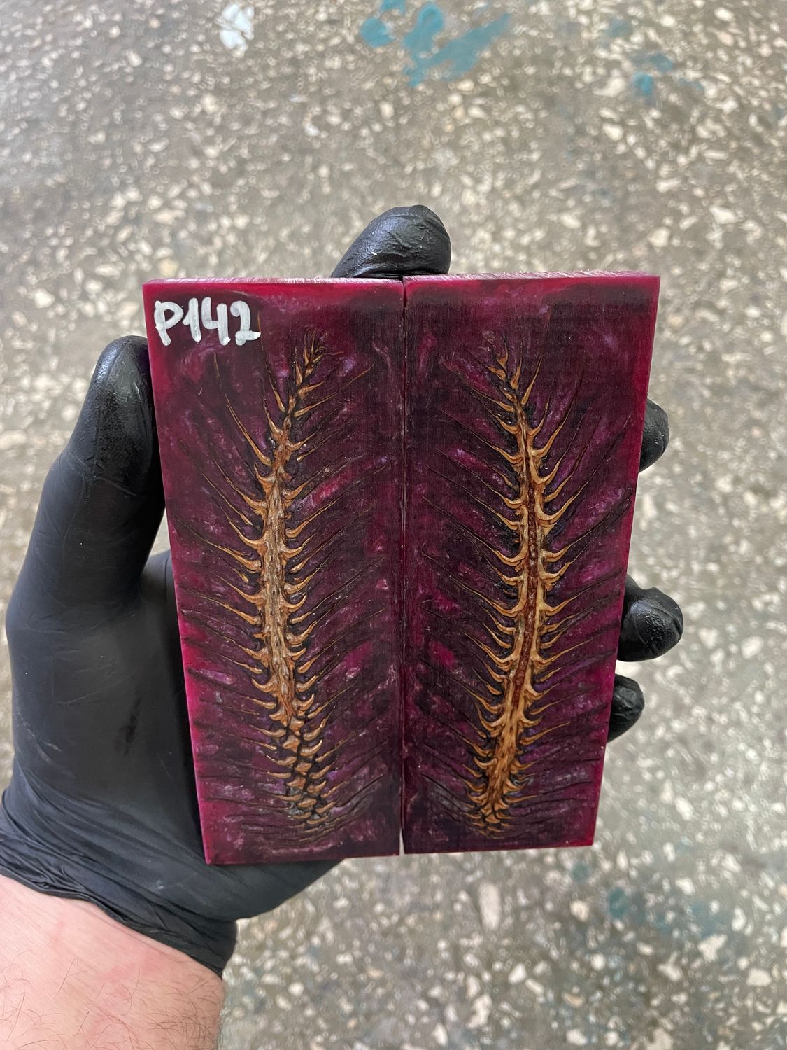 Pinecone in resin scales for knifehandle 5.19-1.73-0.43inch P142