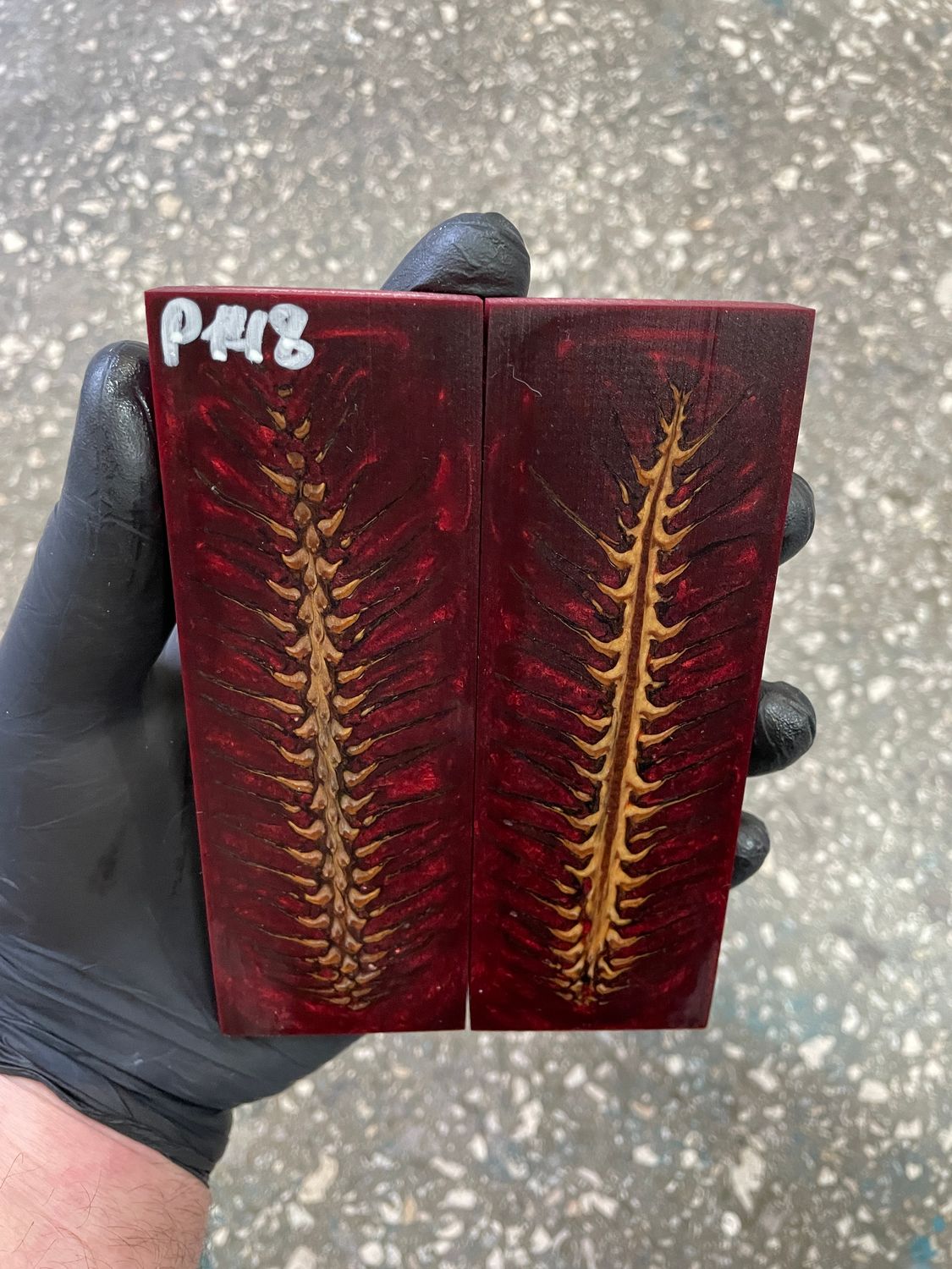 pinecone resin knife scales pair handle material P148