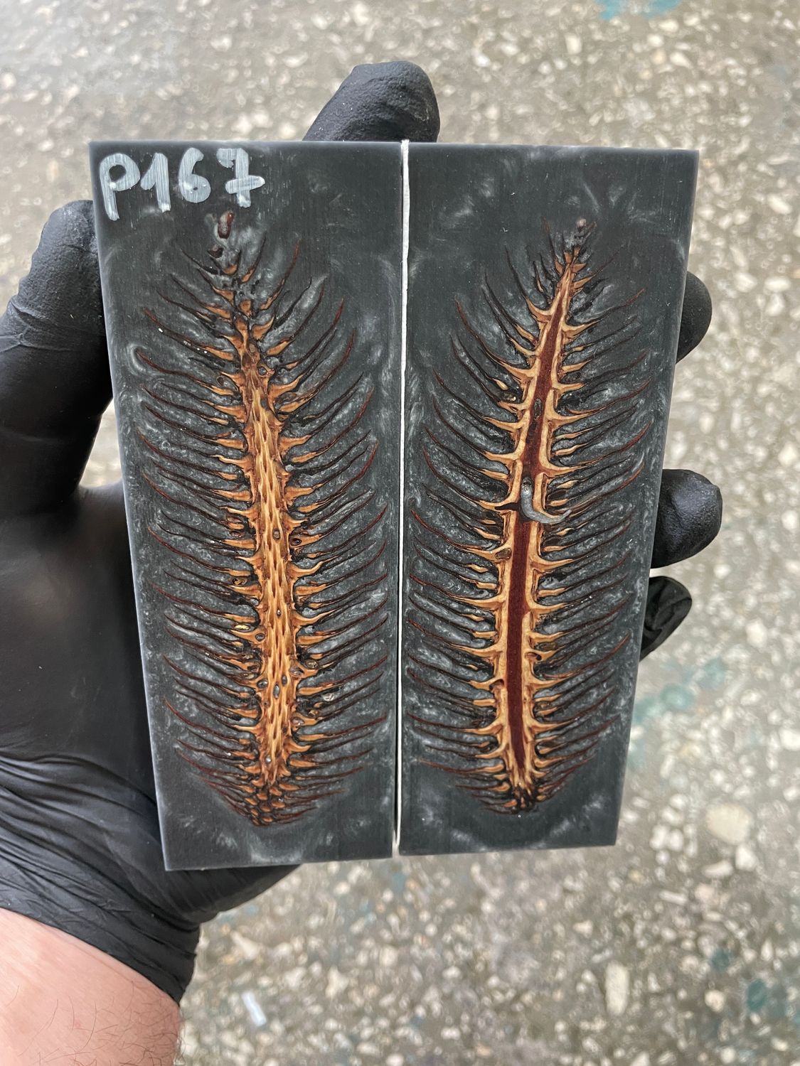 pinecone resin knife scales pair handle material P167