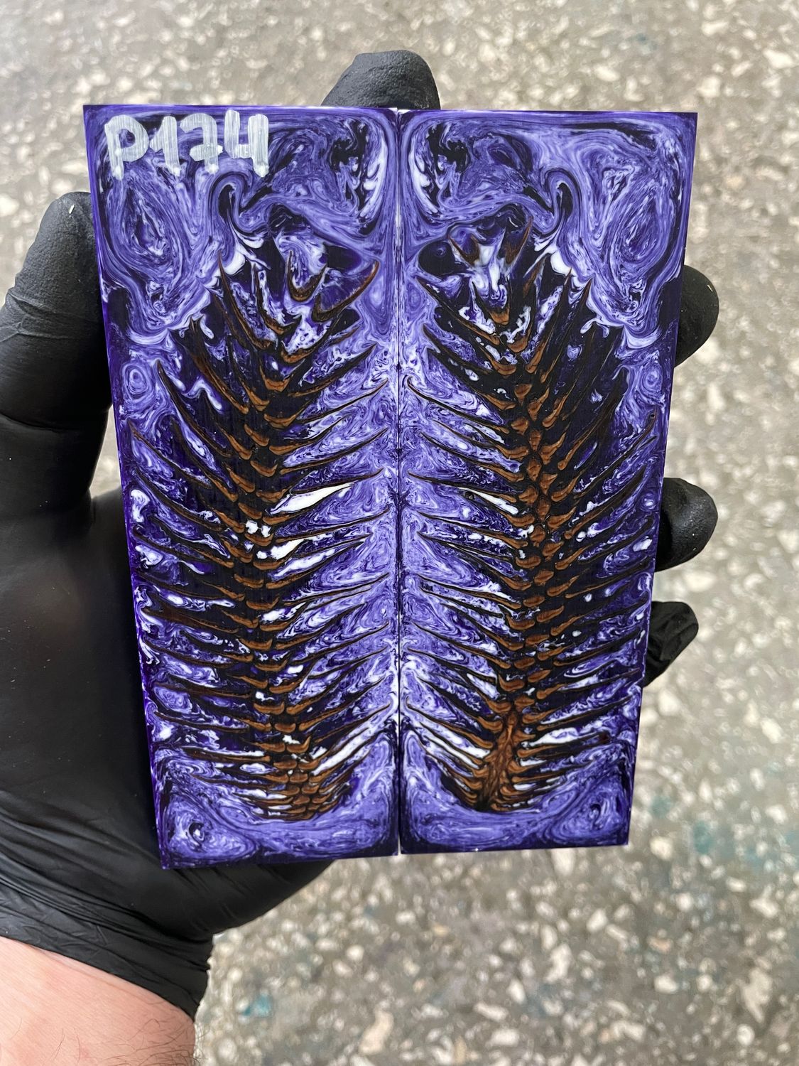 Pinecone in resin scales for knifehandle 5.19-1.73-0.43inch P174