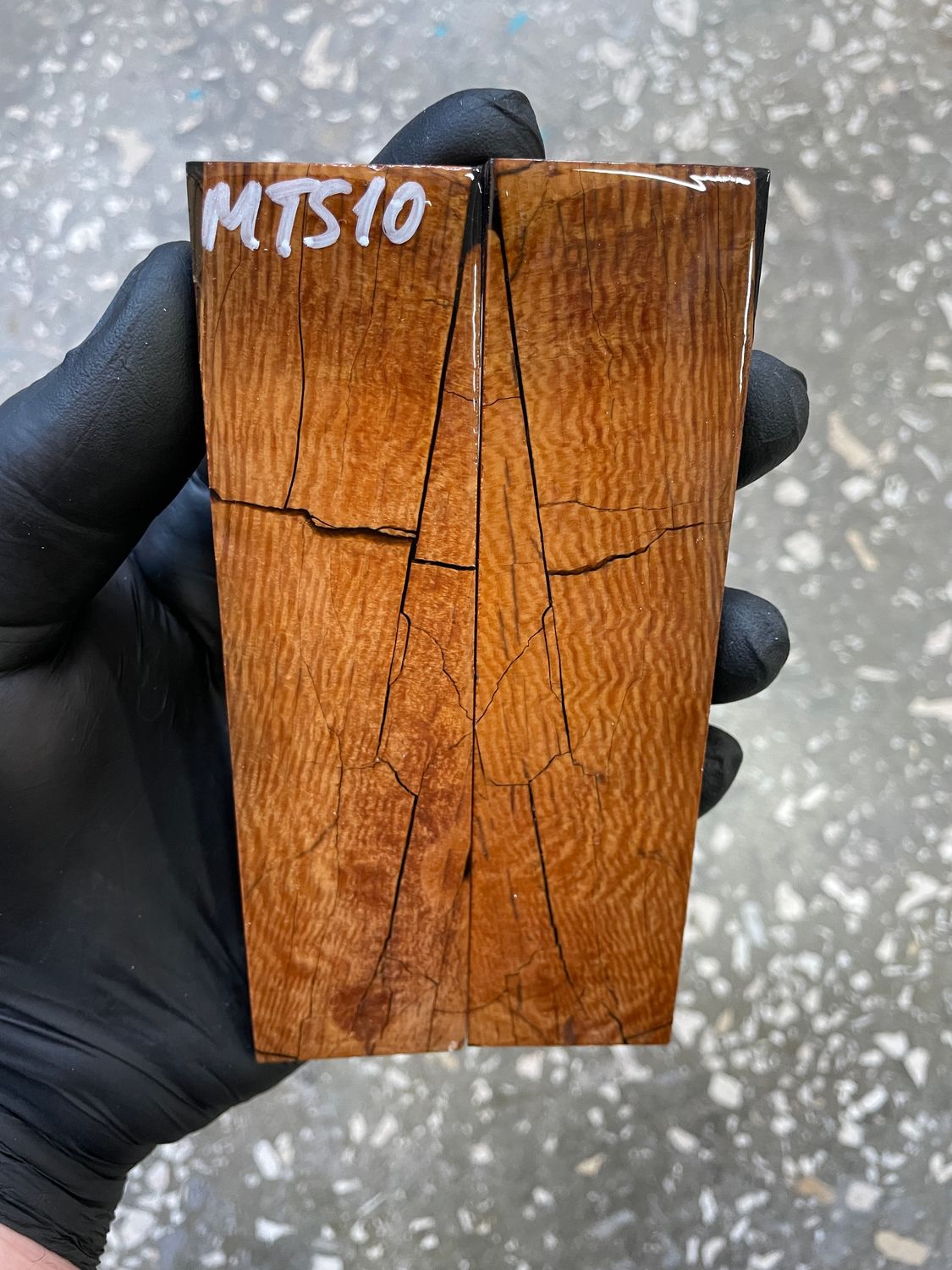 stabilized mammoth tusk knife scales pair fossil handle material MTS10