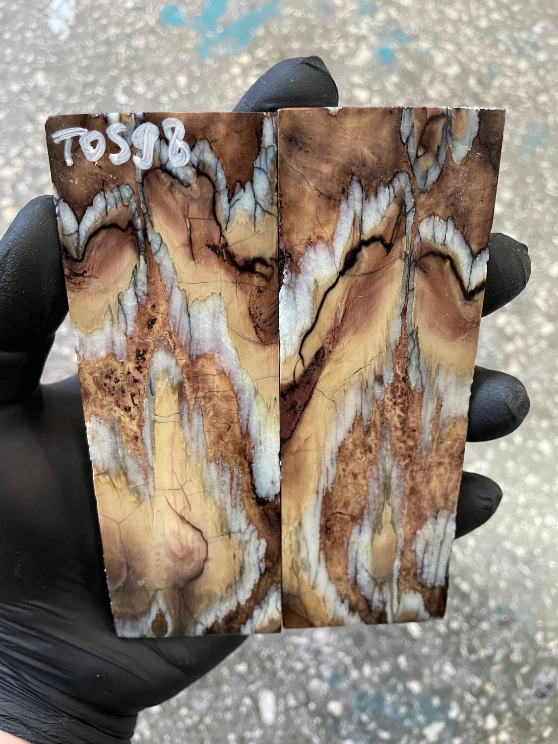 Mammoth tooth scales pair stabilized for knifehandl 5.11-1.77-0.39 inch TOS98