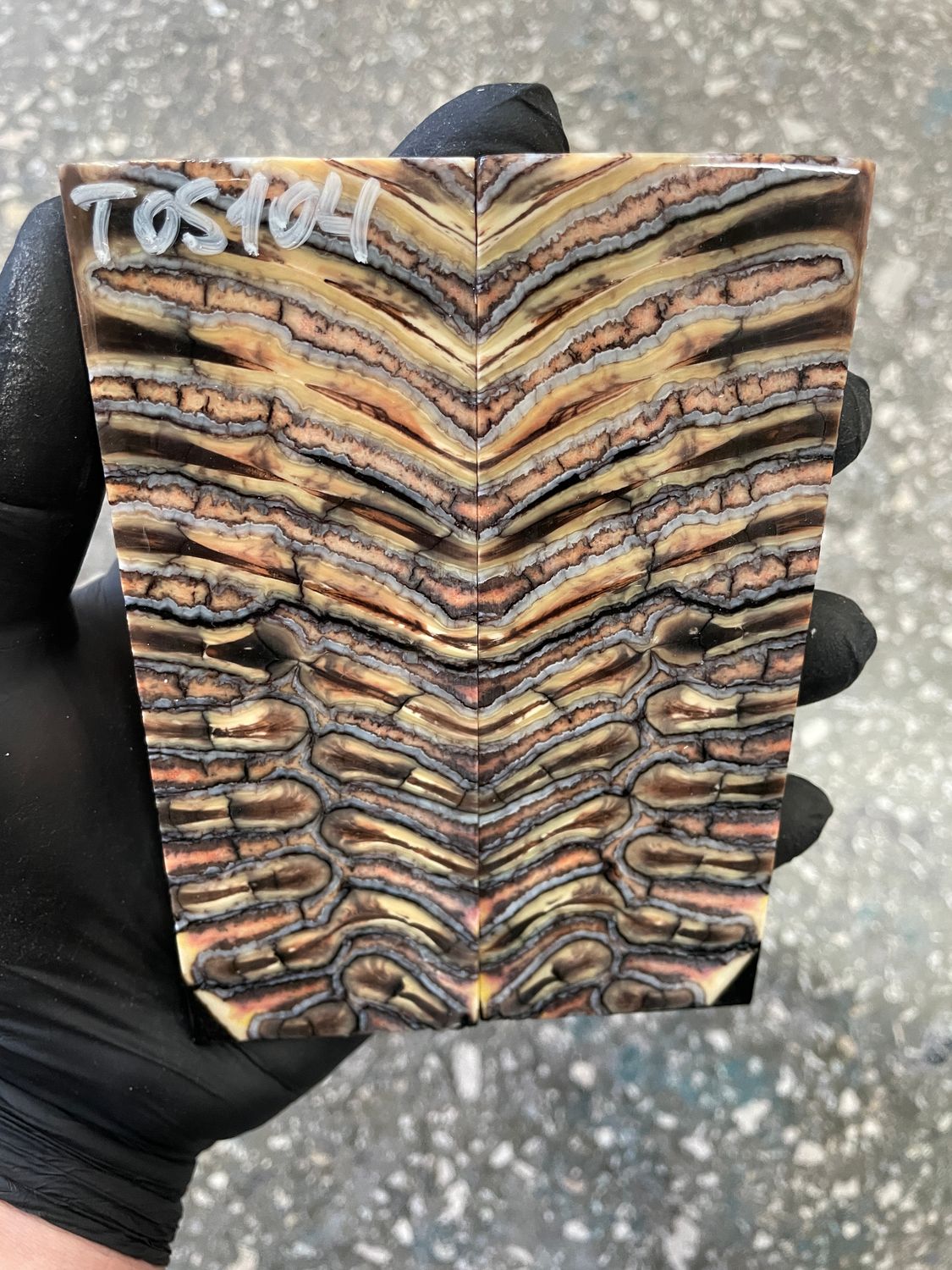 Mammoth tooth scales pair stabilized for knifehandl 5.19-1.88-0.39 inch TOS104