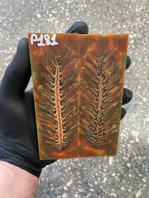 Pinecone in resin knife scales 5.19-1.73-0.43inch P181