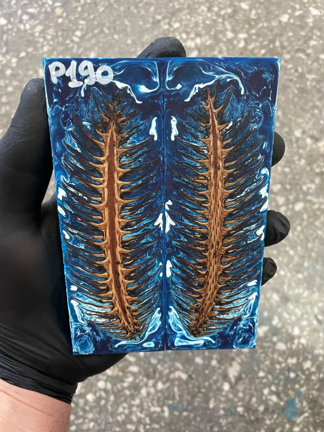 Pinecone in resin knife scales 5.19-1.73-0.43inch P190