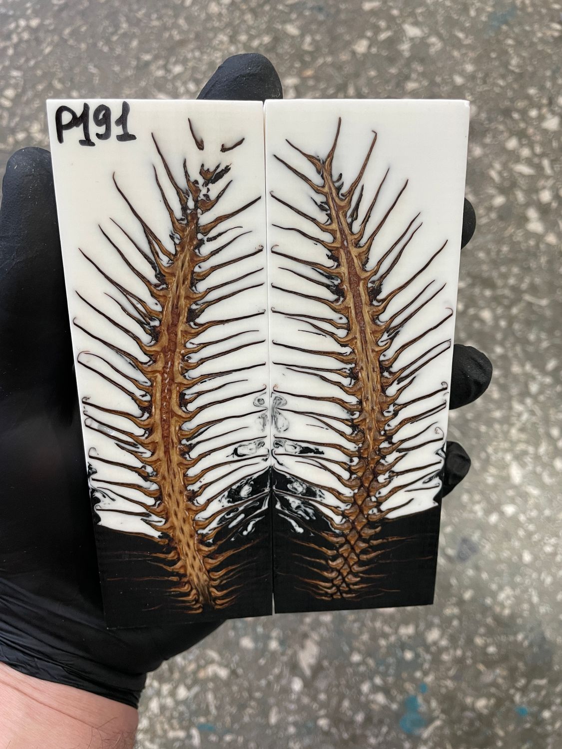 Pinecone in resin knife scales 5.19-1.73-0.43inch P191