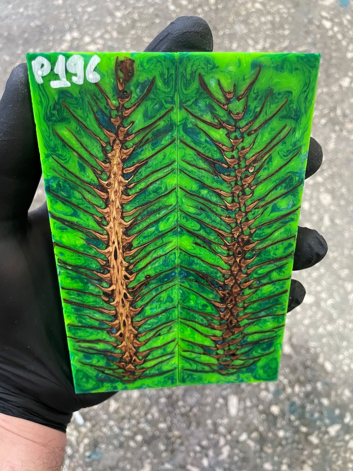 Pinecone in resin knife scales 5.19-1.73-0.43inch P196