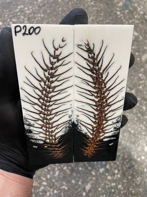 Pinecone in resin knife scales 5.19-1.73-0.43inch P200