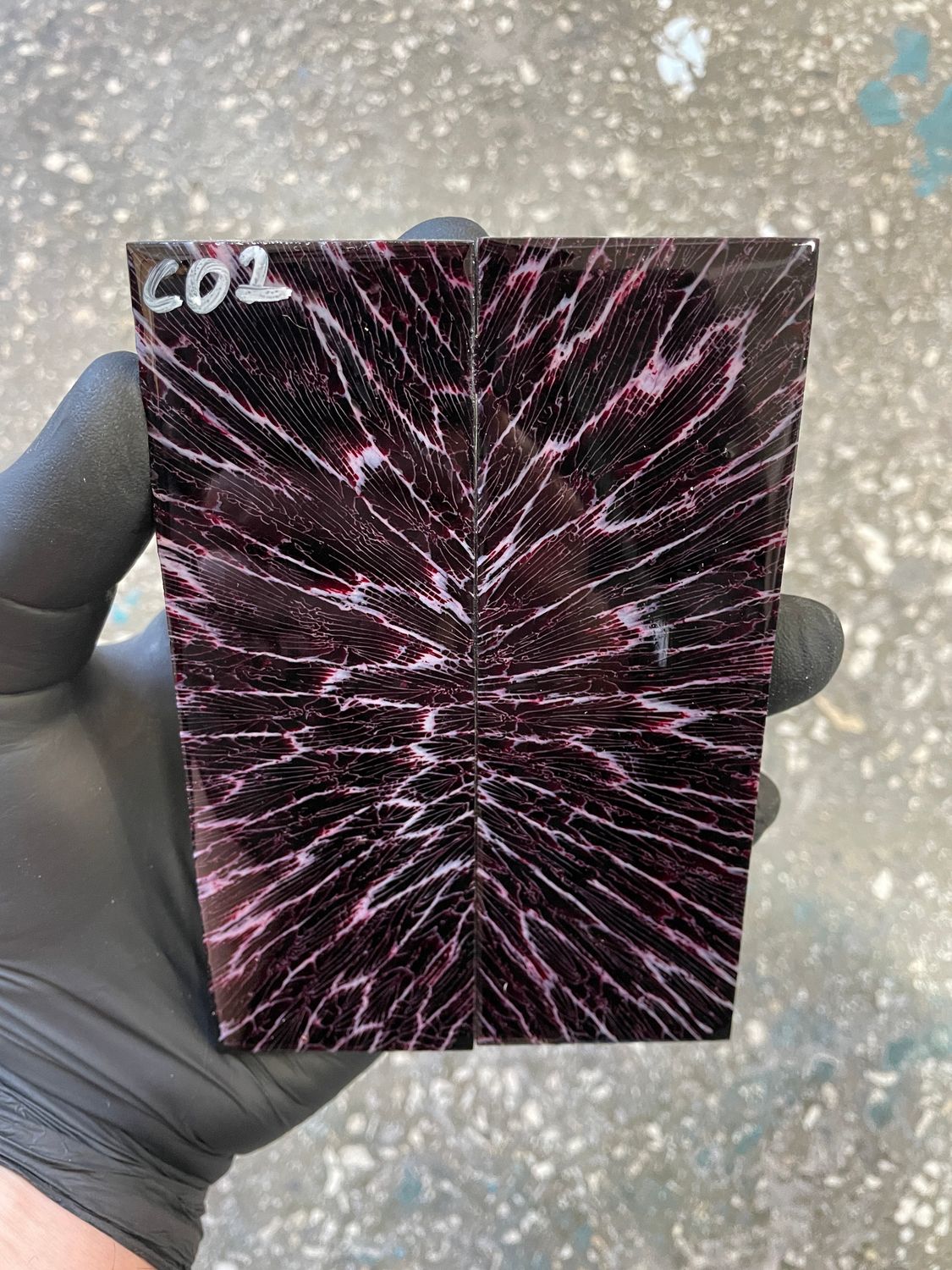 Coral stabilzied knife scales 5.19-1.77-0.35 inch CO2