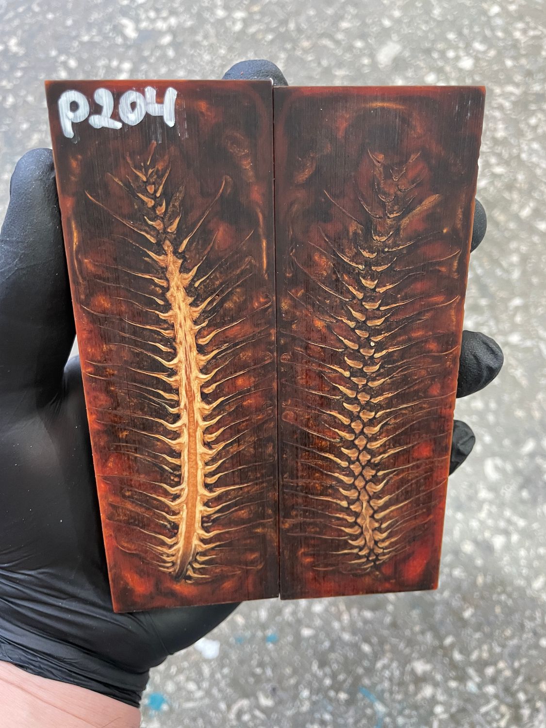 Pinecone in resin knife scales 5.19-1.73-0.43inch P204