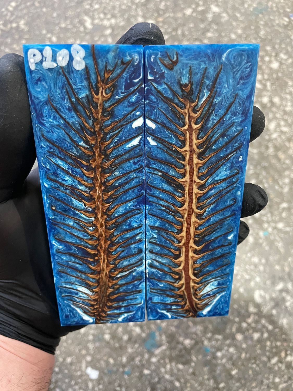 Pinecone in resin knife scales 5.19-1.73-0.43inch P208