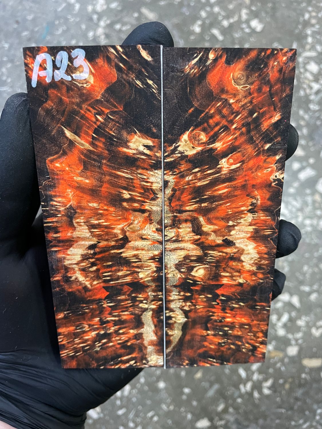 Maple burl stabilized pair scales 5.15-1.77-0.39 inch A23
