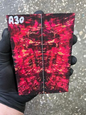 Stabilized maple burl knife scales pair with natural burl grain pattern – premium wood for custom knife handles A30