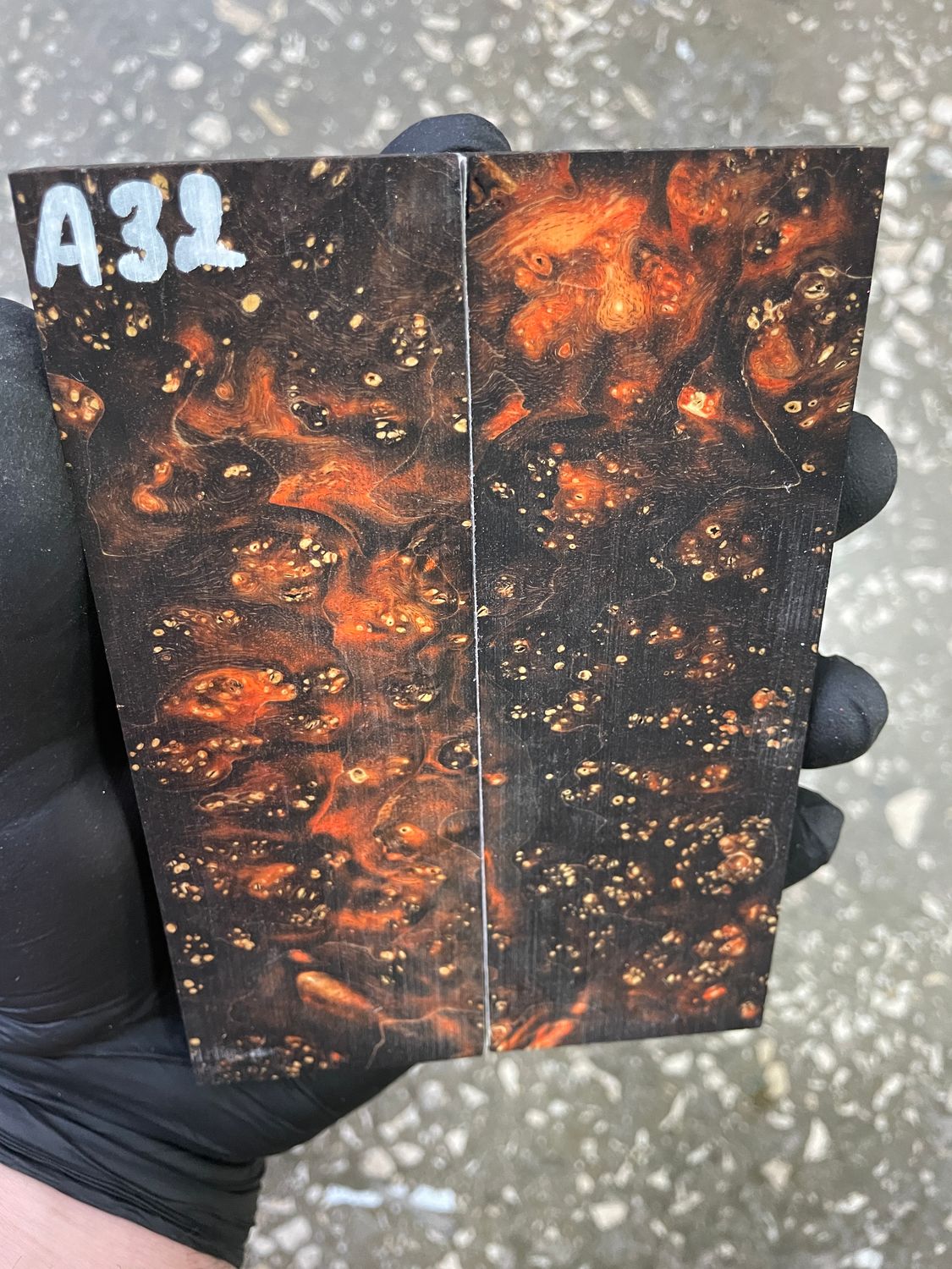 Maple burl stabilized pair scales 5.23-1.81-0.39 inch A32