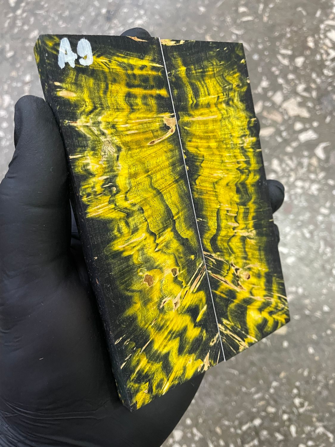 Maple burl stabilized wood scales for knife making – unique figured wood pair ready for shaping