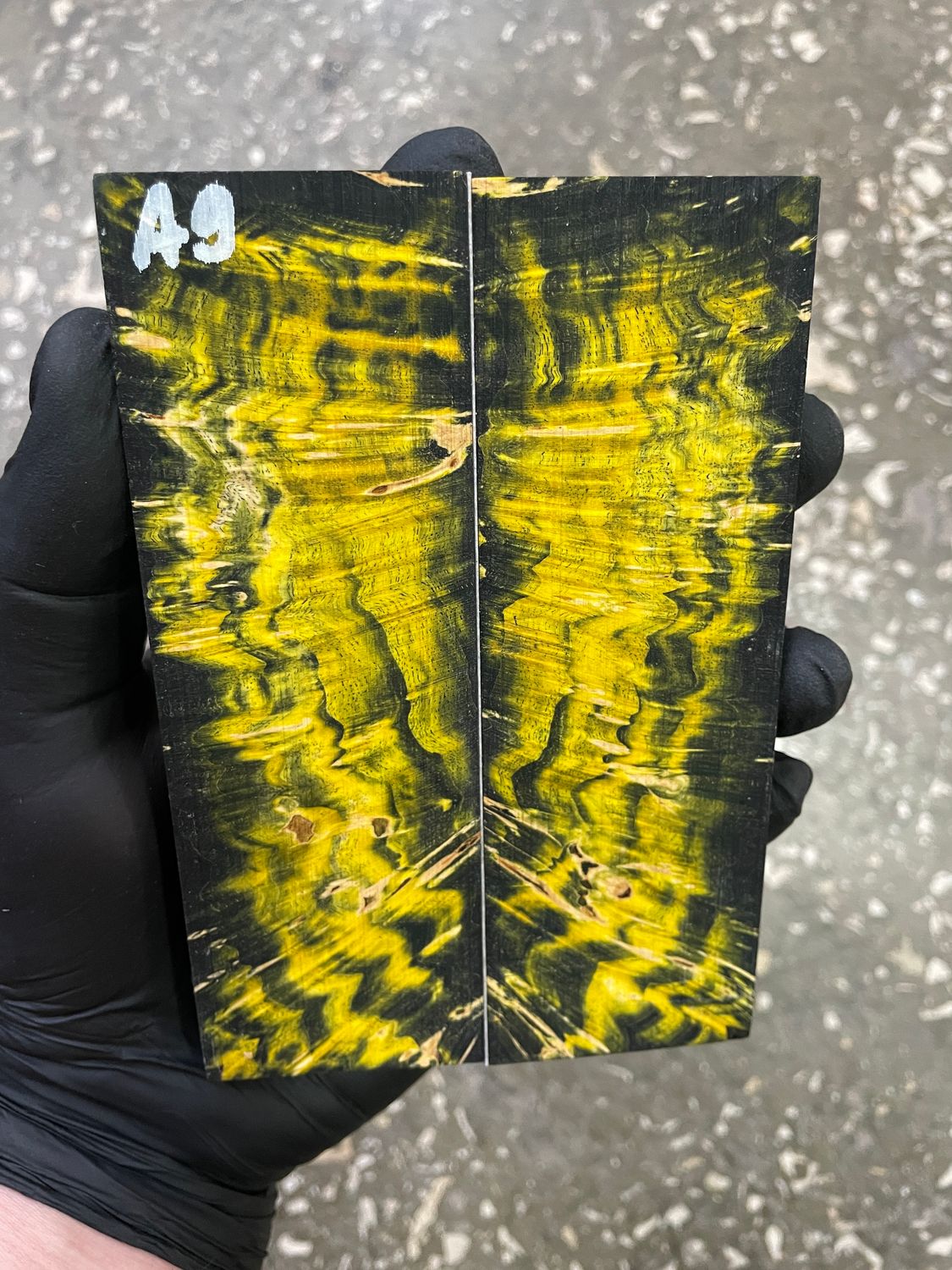 Maple burl stabilized pair scales 5.35-1.88-0.43 inch A9