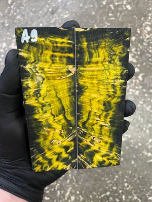 Stabilized maple burl knife scales pair with natural burl grain pattern – premium wood for custom knife handles A9