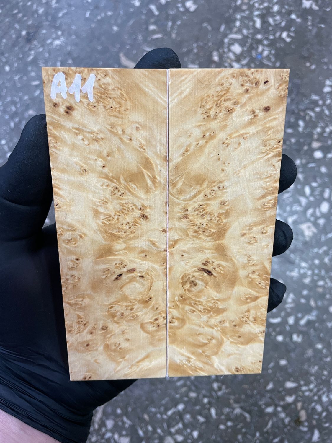 Maple burl stabilized pair scales 5.43-1.85-0.43 inch A11