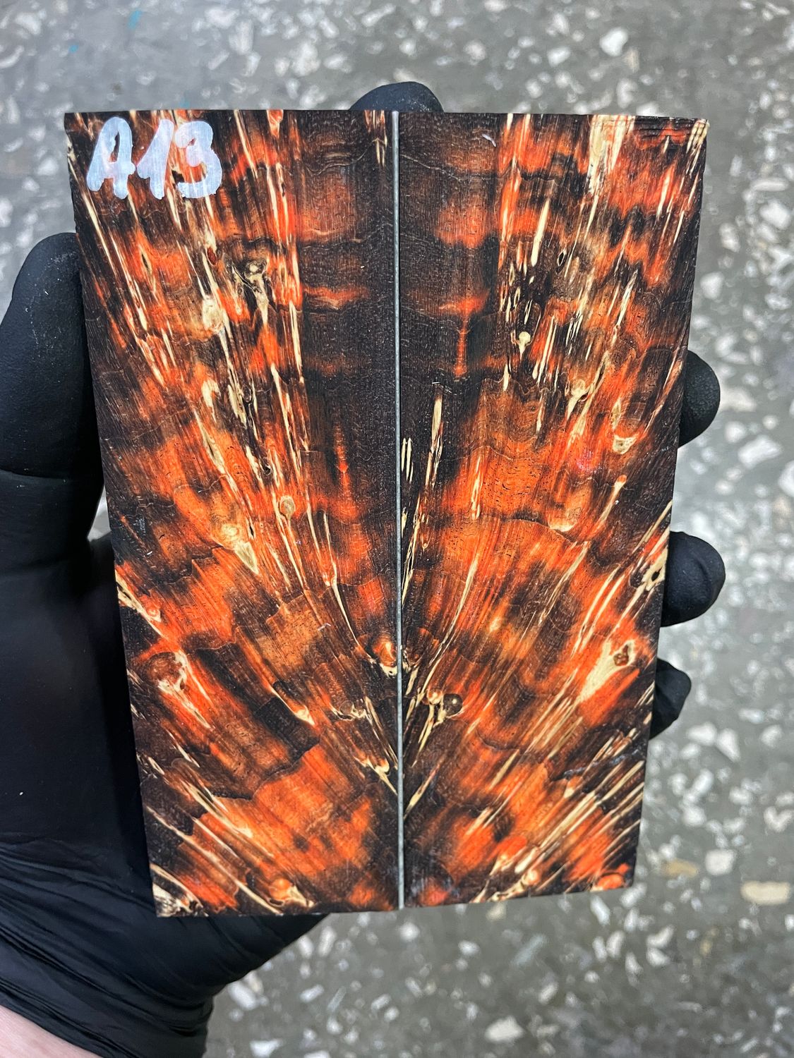 Maple burl stabilized pair scales 5.43-1.85-0.39 inch A13