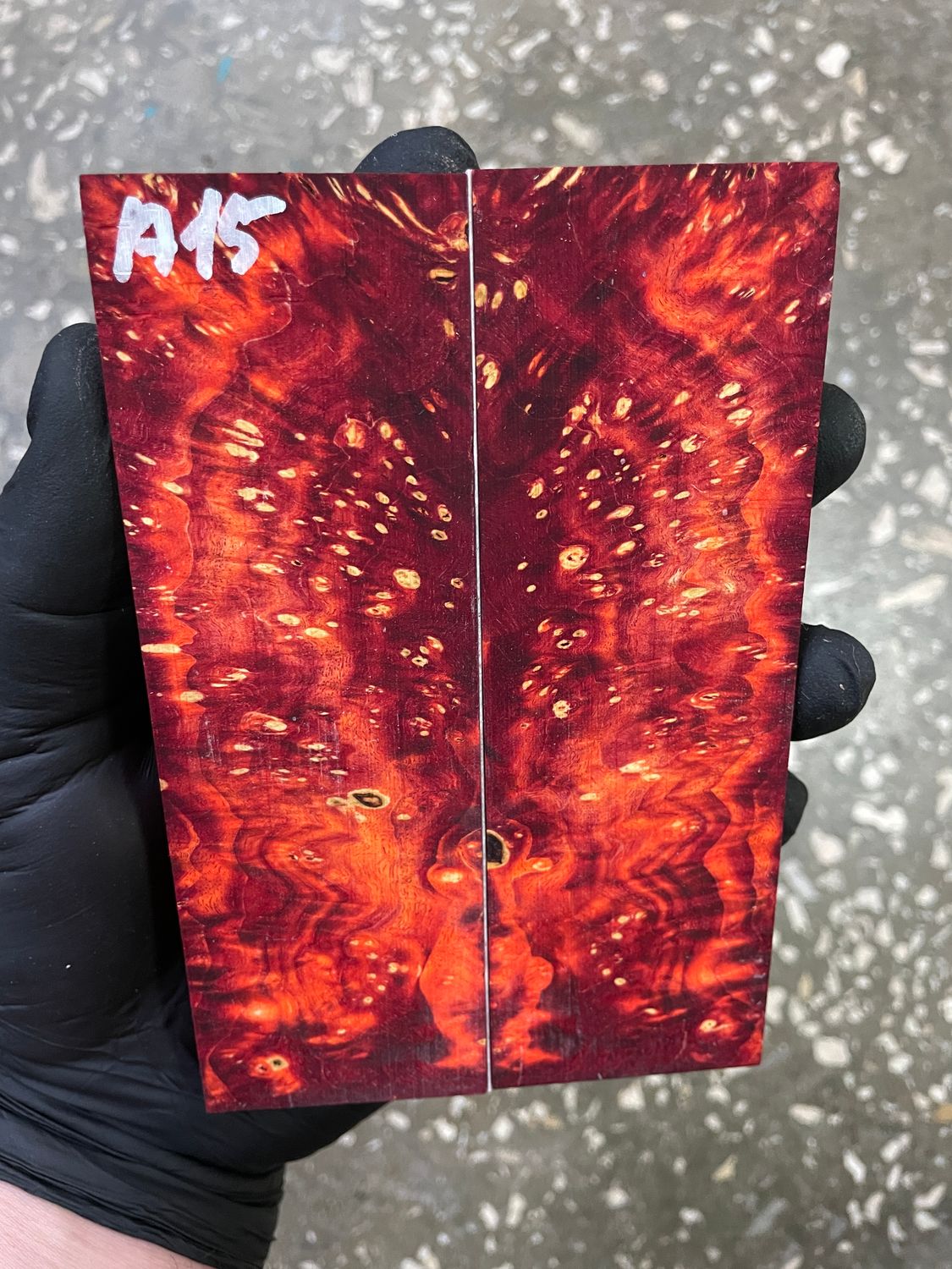 Maple burl stabilized pair scales 5.39-1.77-0.43 inch A15