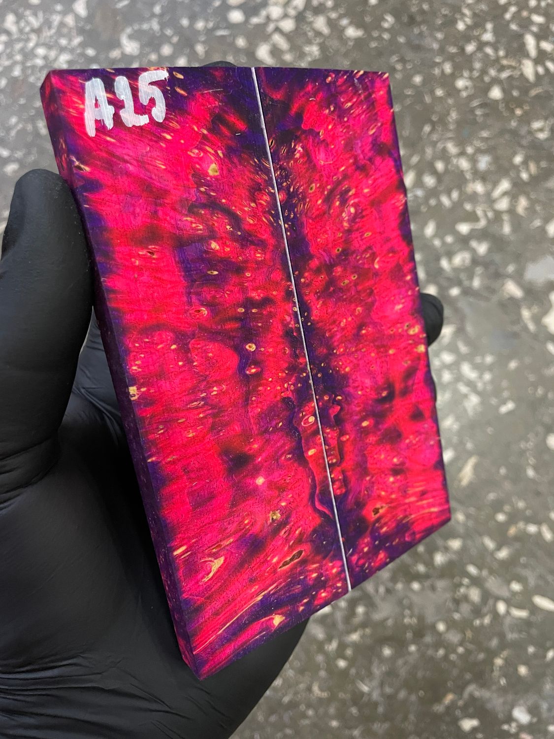 Maple burl stabilized wood scales for knife making – unique figured wood pair ready for shaping