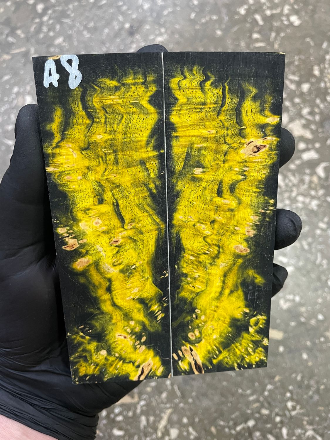 Maple burl stabilized pair scales 5.43-1.88-0.47 inch A8