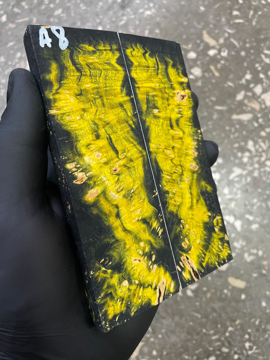 Maple burl stabilized wood scales for knife making – unique figured wood pair ready for shaping