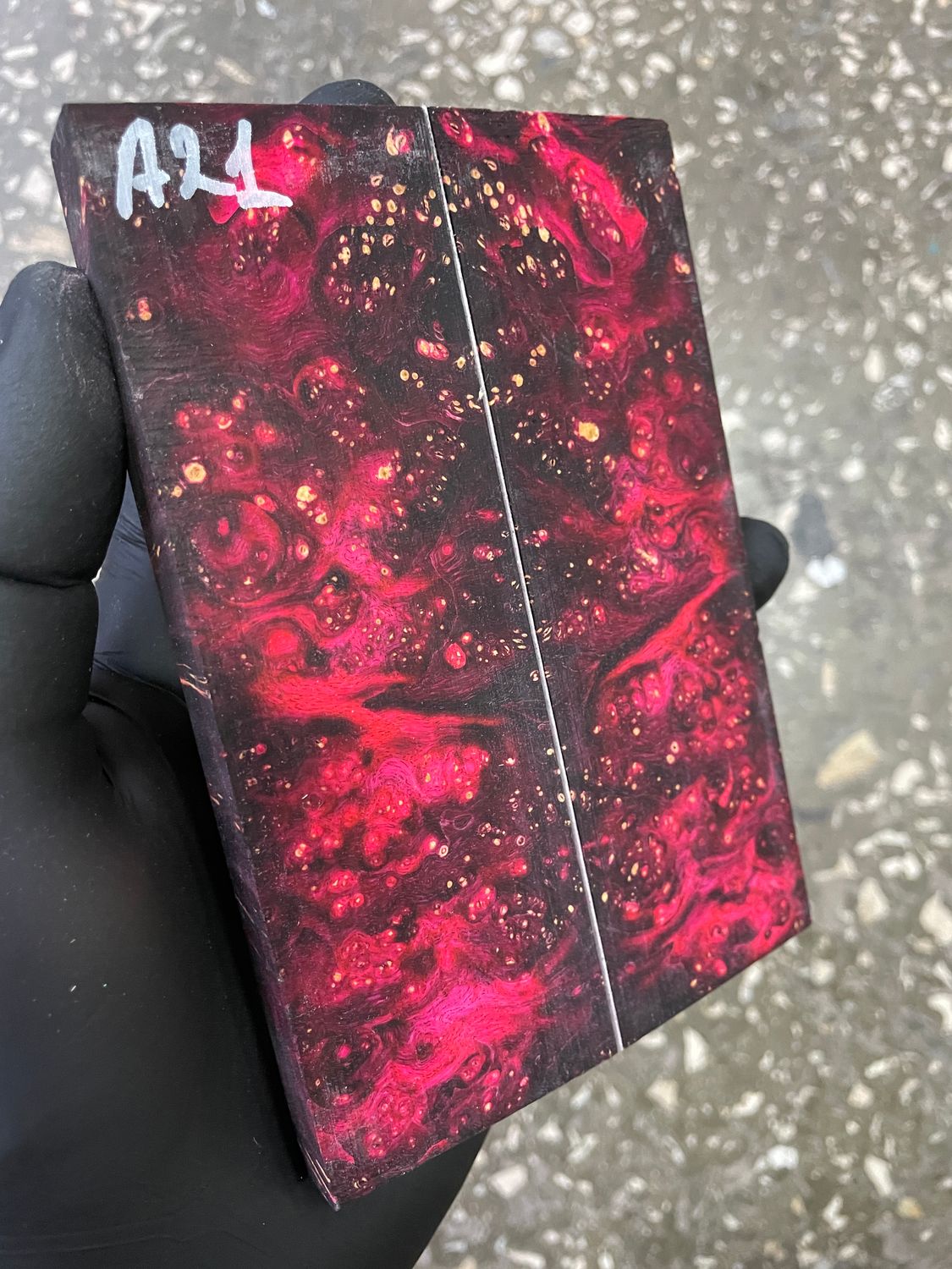 Maple burl stabilized wood scales for knife making – unique figured wood pair ready for shaping