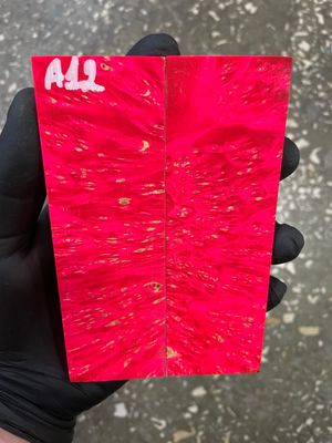 Stabilized maple burl knife scales pair with natural burl grain pattern – premium wood for custom knife handles A12