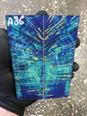 Stabilized maple burl knife scales pair with natural burl grain pattern – premium wood for custom knife handles A36