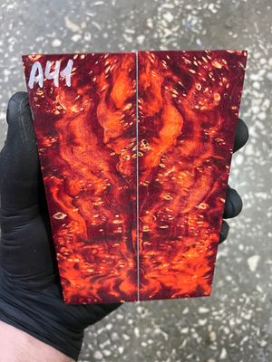 Stabilized maple burl knife scales pair with natural burl grain pattern – premium wood for custom knife handles A41