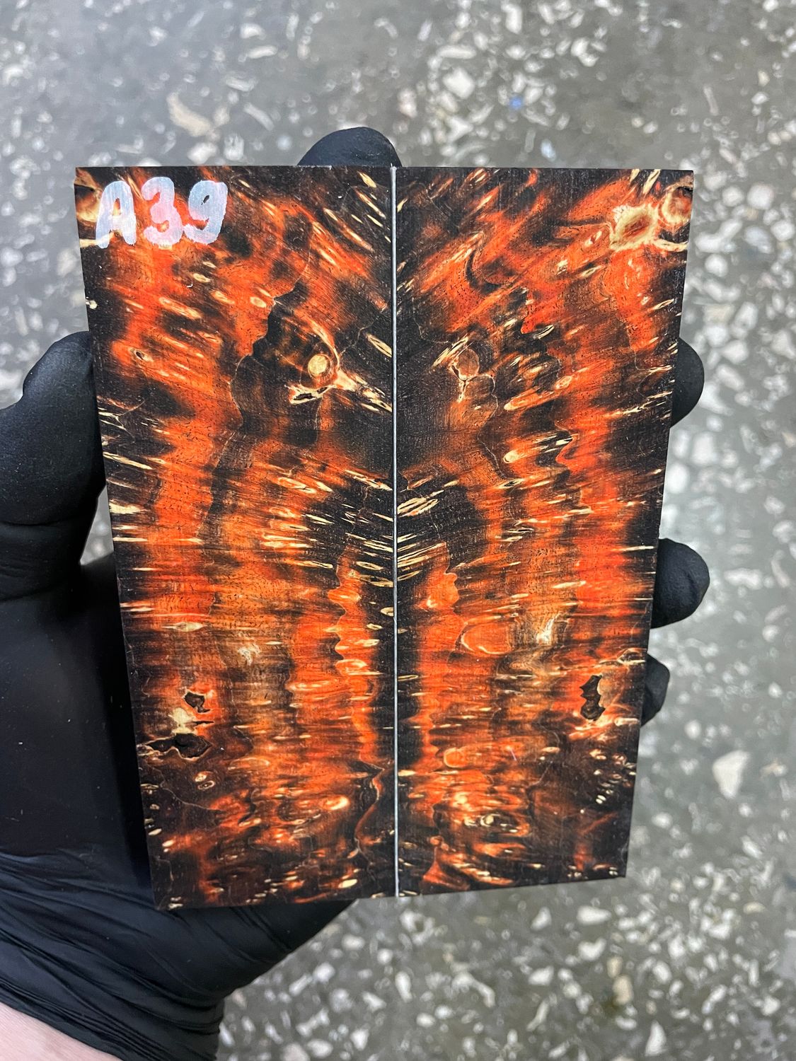 Maple burl stabilized pair scales 5.23-1.85-0.47 inch A39