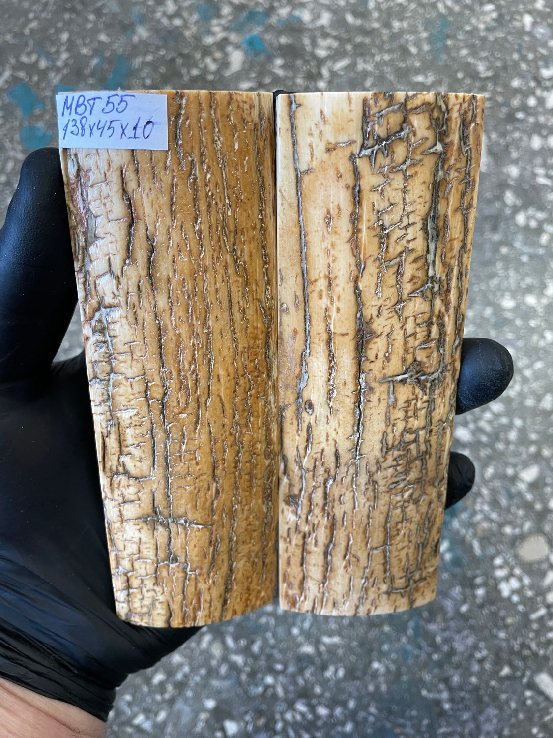mammoth bark scales pair for knife handle MBT55