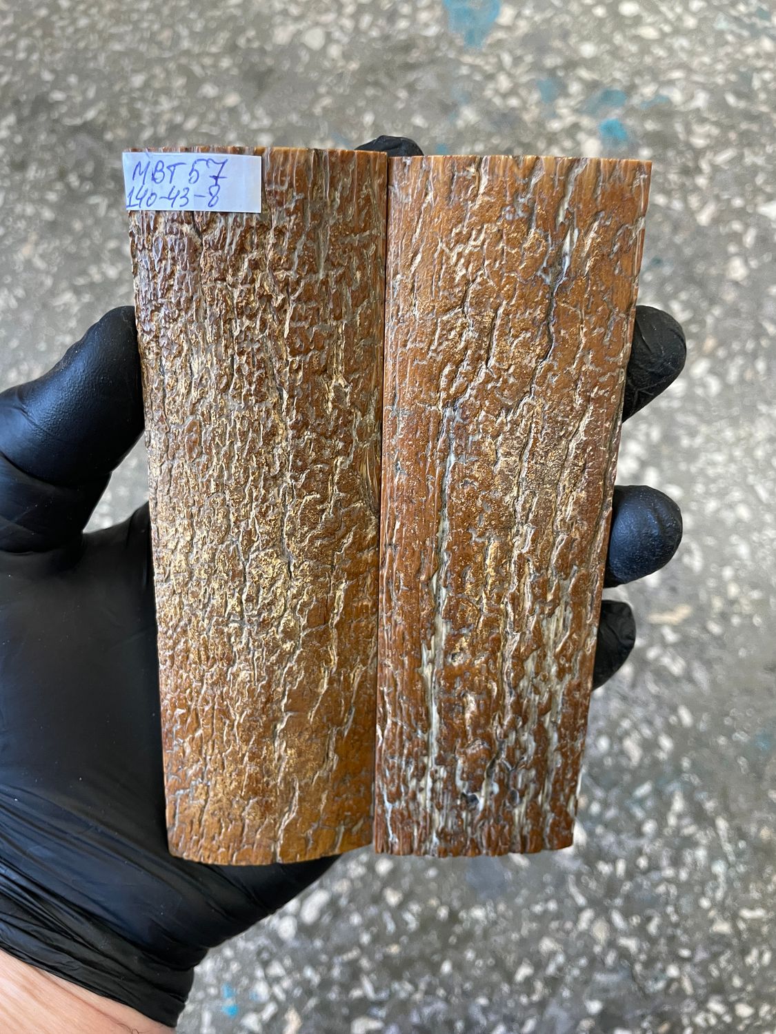 mammoth bark scales pair for knife handle MBT57