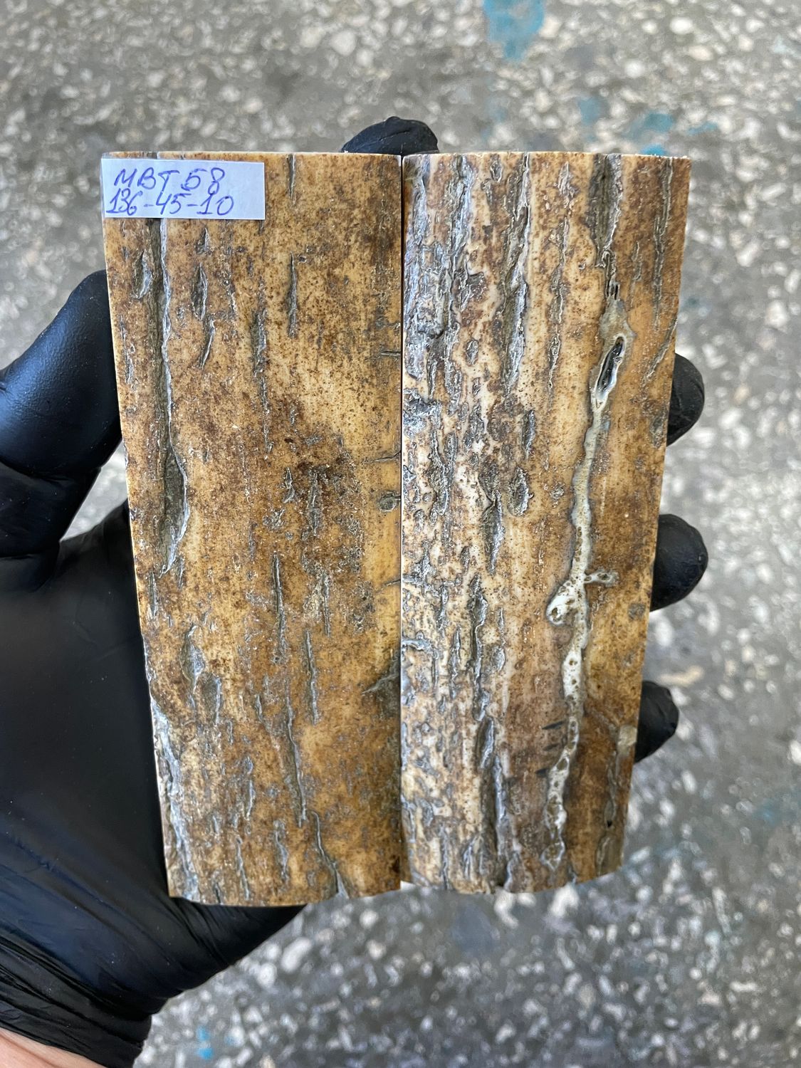 
mammoth bark scales pair for knife handle MBT58
