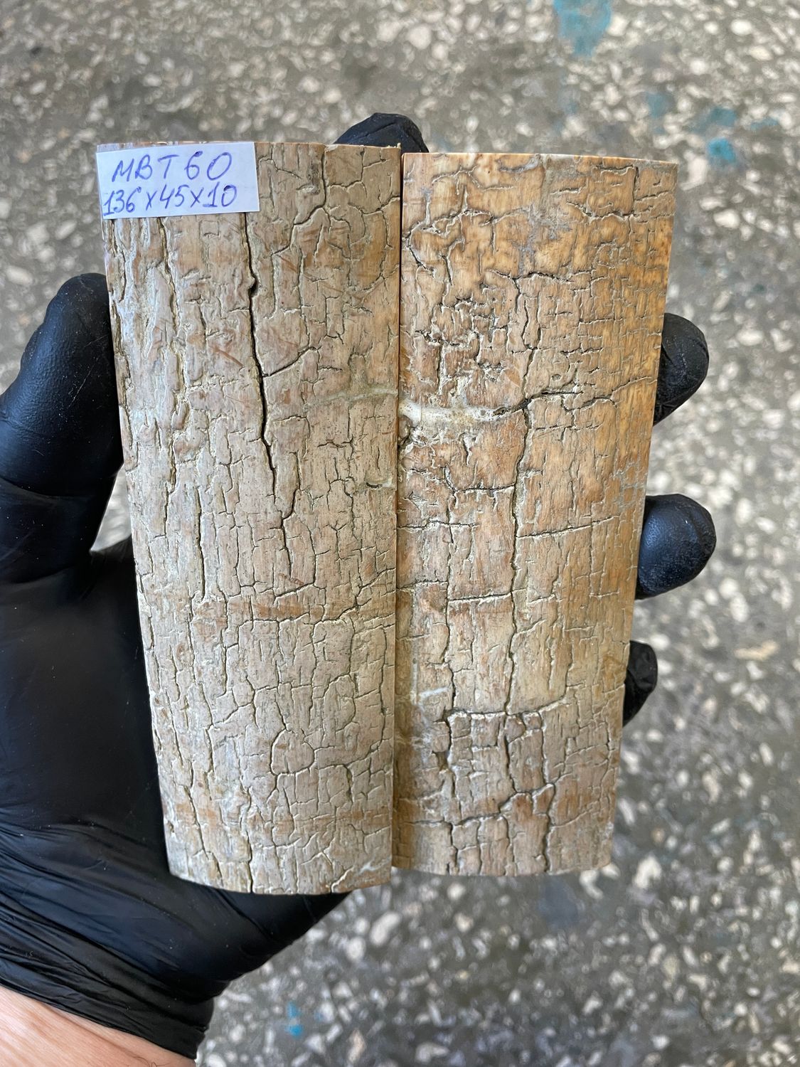 mammoth bark scales pair for knife handle MBT60