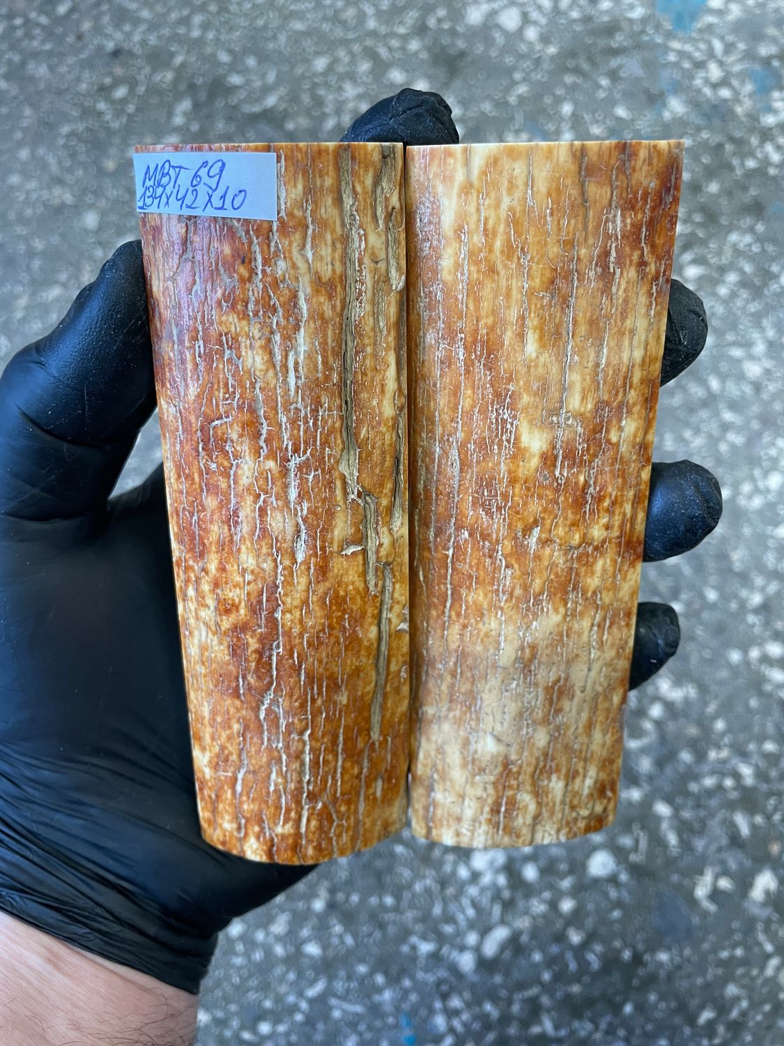 mammoth bark scales pair for knife handle MBT69