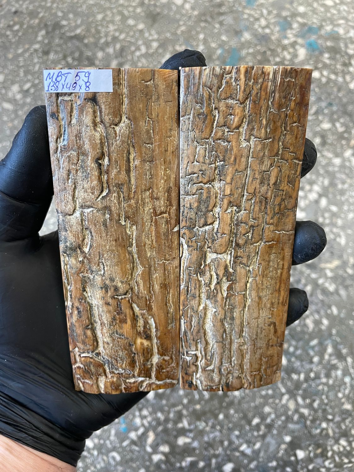 
mammoth bark scales pair for knife handle MBT59