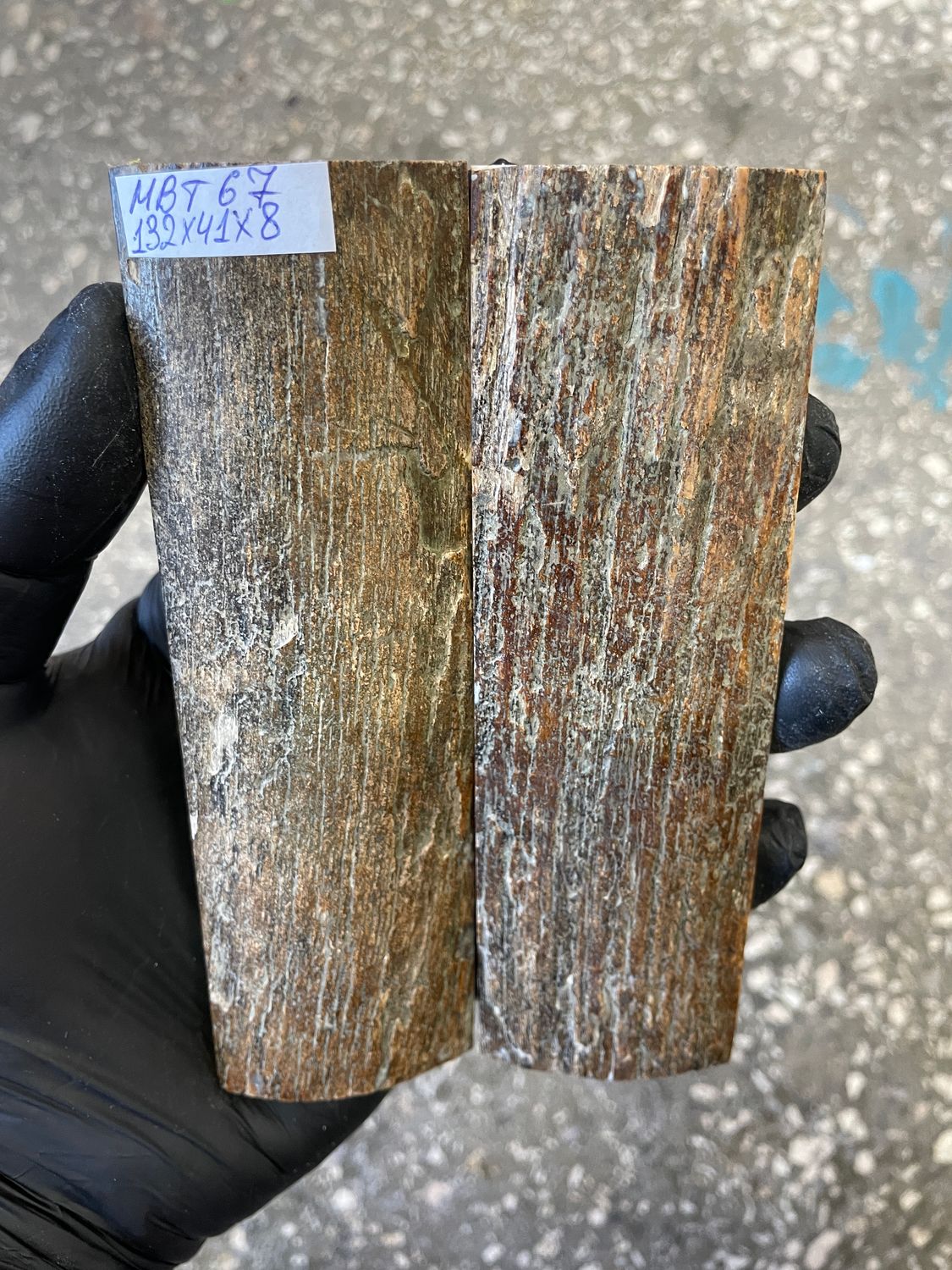 mammoth bark scales pair for knife handle MBT67