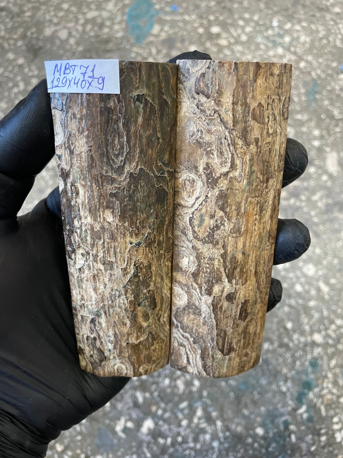 mammoth bark scales pair for knife handle MBT71