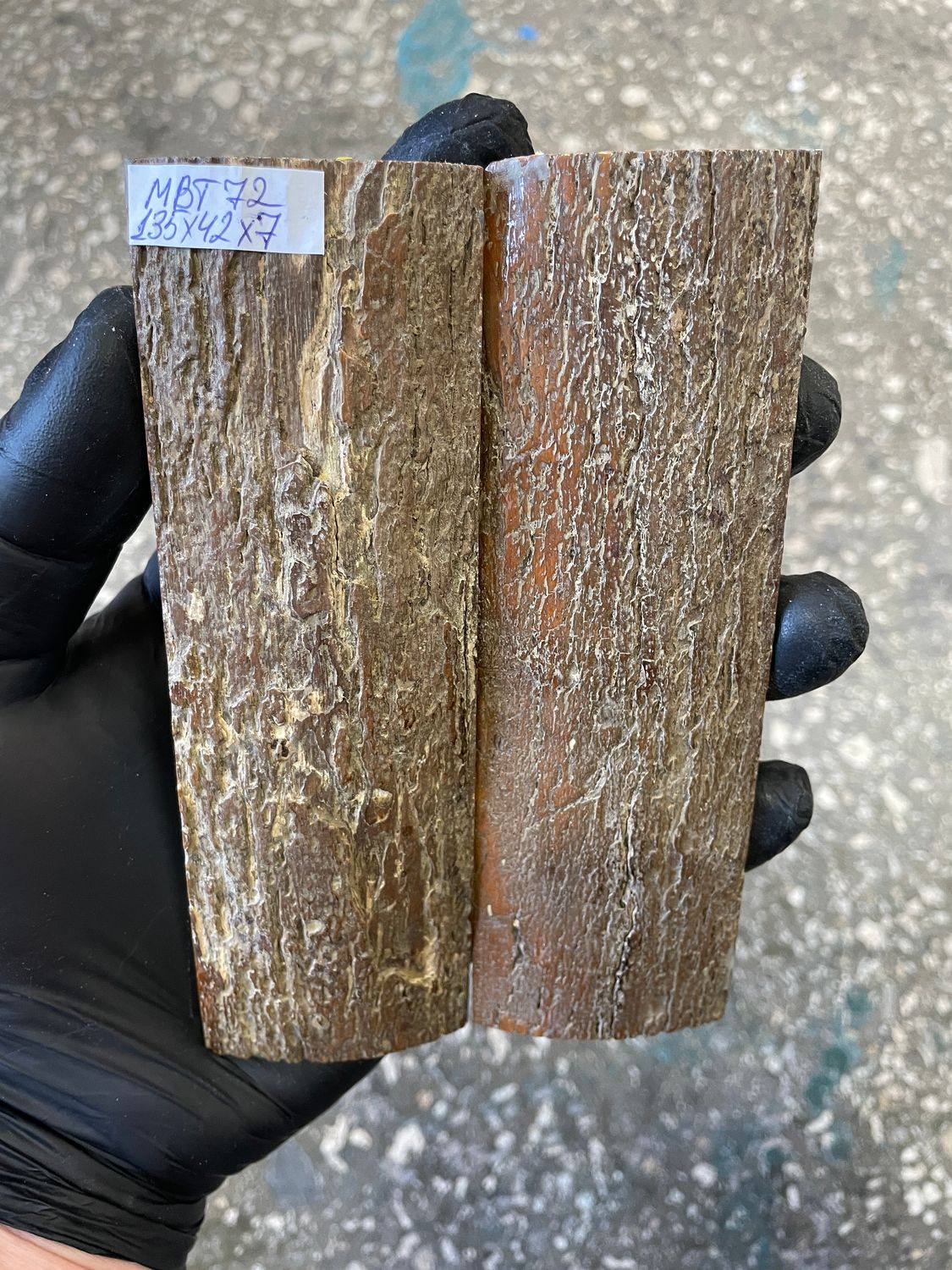 
mammoth bark scales pair for knife handle MBT72