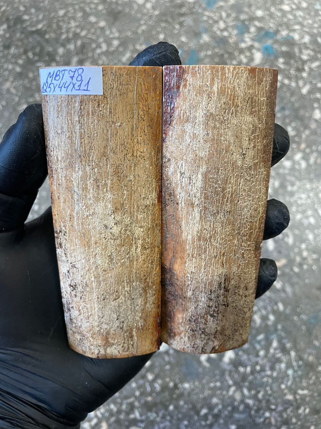 mammoth bark scales pair for knife handle MBT78