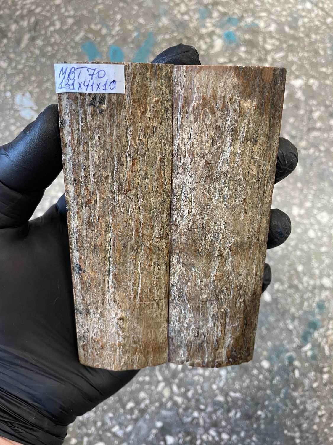 mammoth bark scales pair for knife handle MBT70