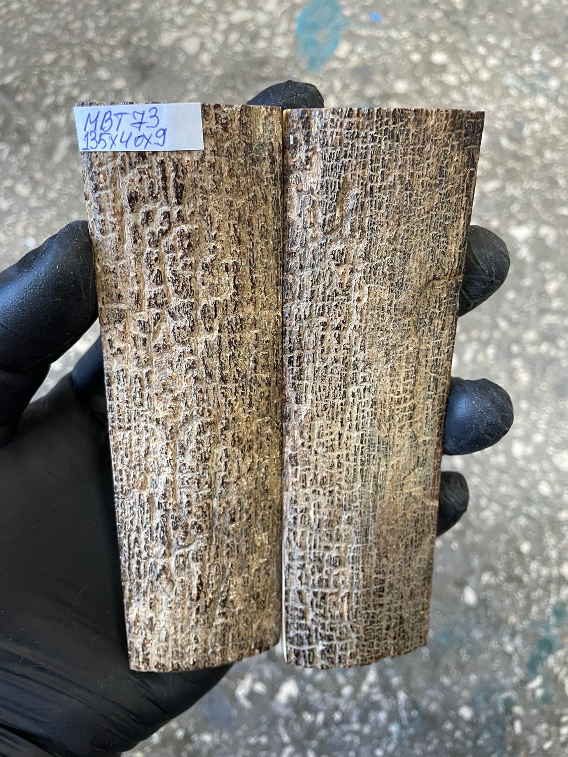 mammoth bark scales pair for knife handle MBT73