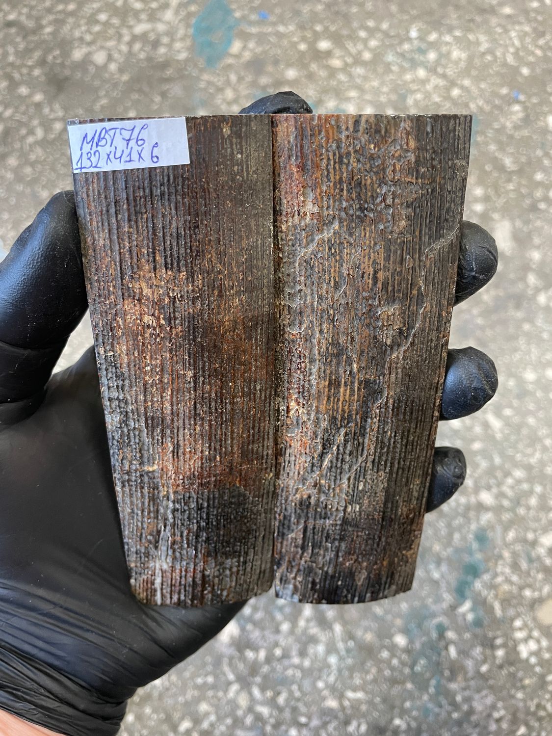 mammoth bark scales pair for knife handle MBT76