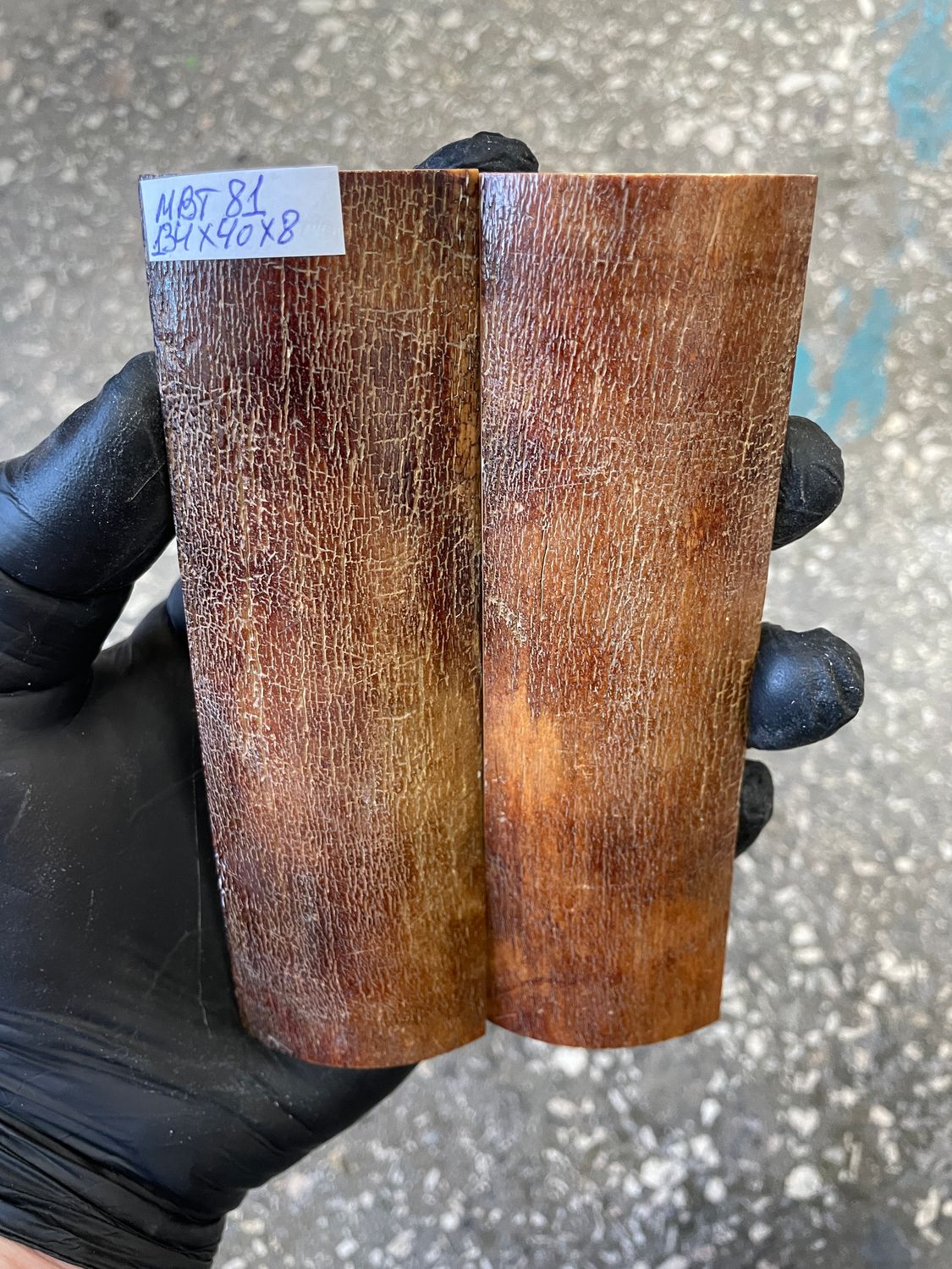 mammoth bark scales pair for knife handle MBT81