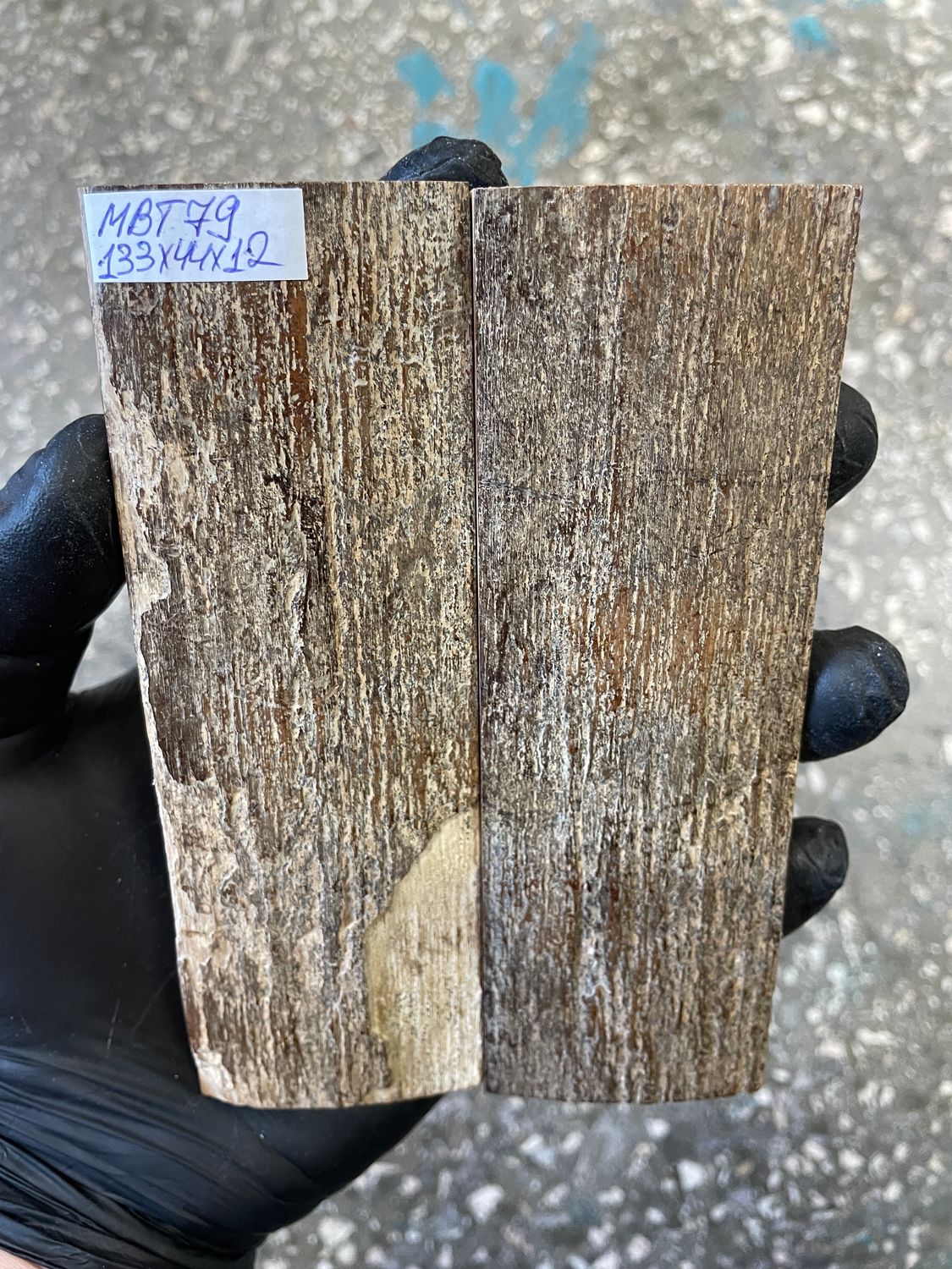 mammoth bark scales pair for knife handle MBT79