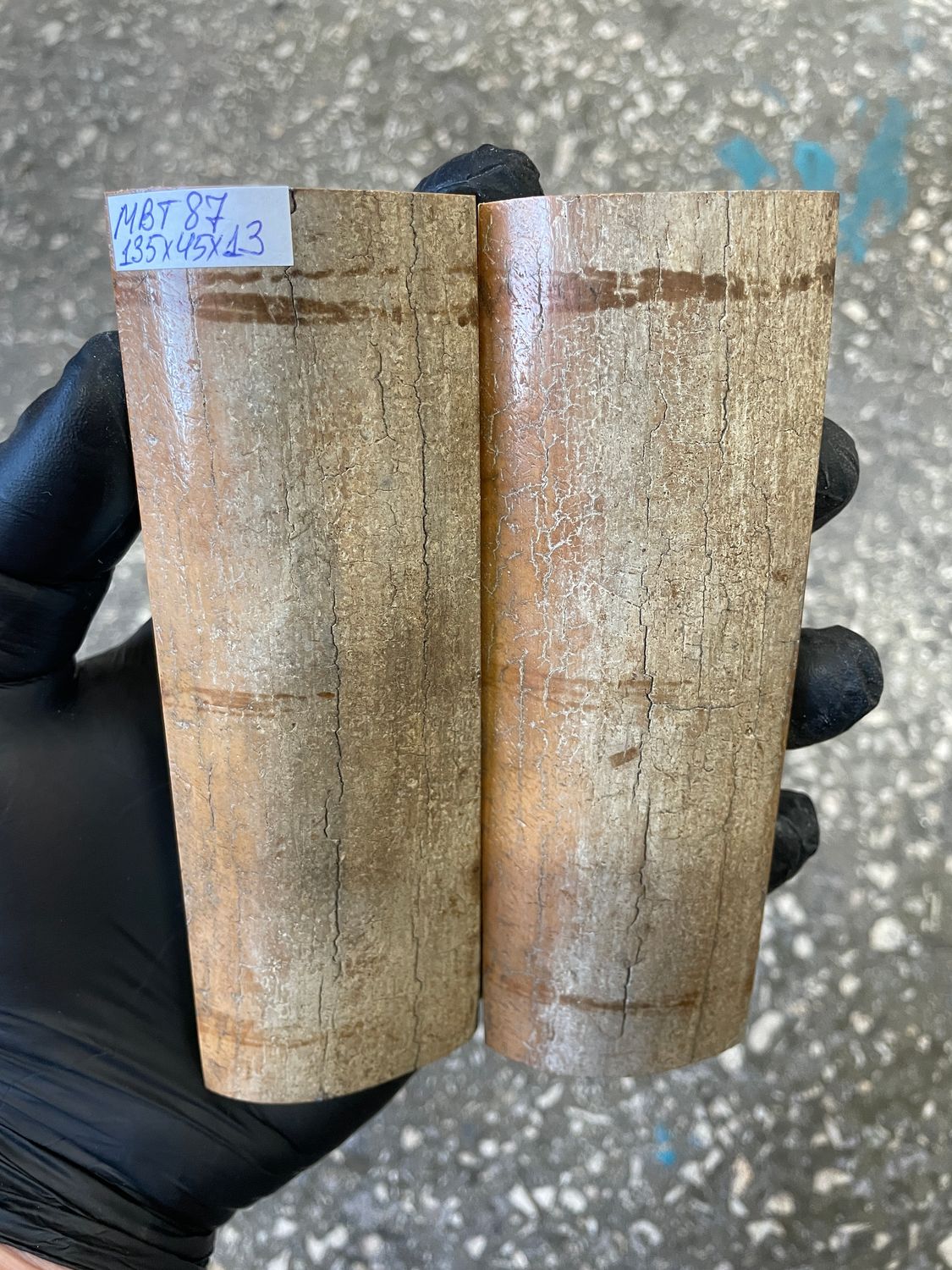 
mammoth bark scales pair for knife handle MBT87