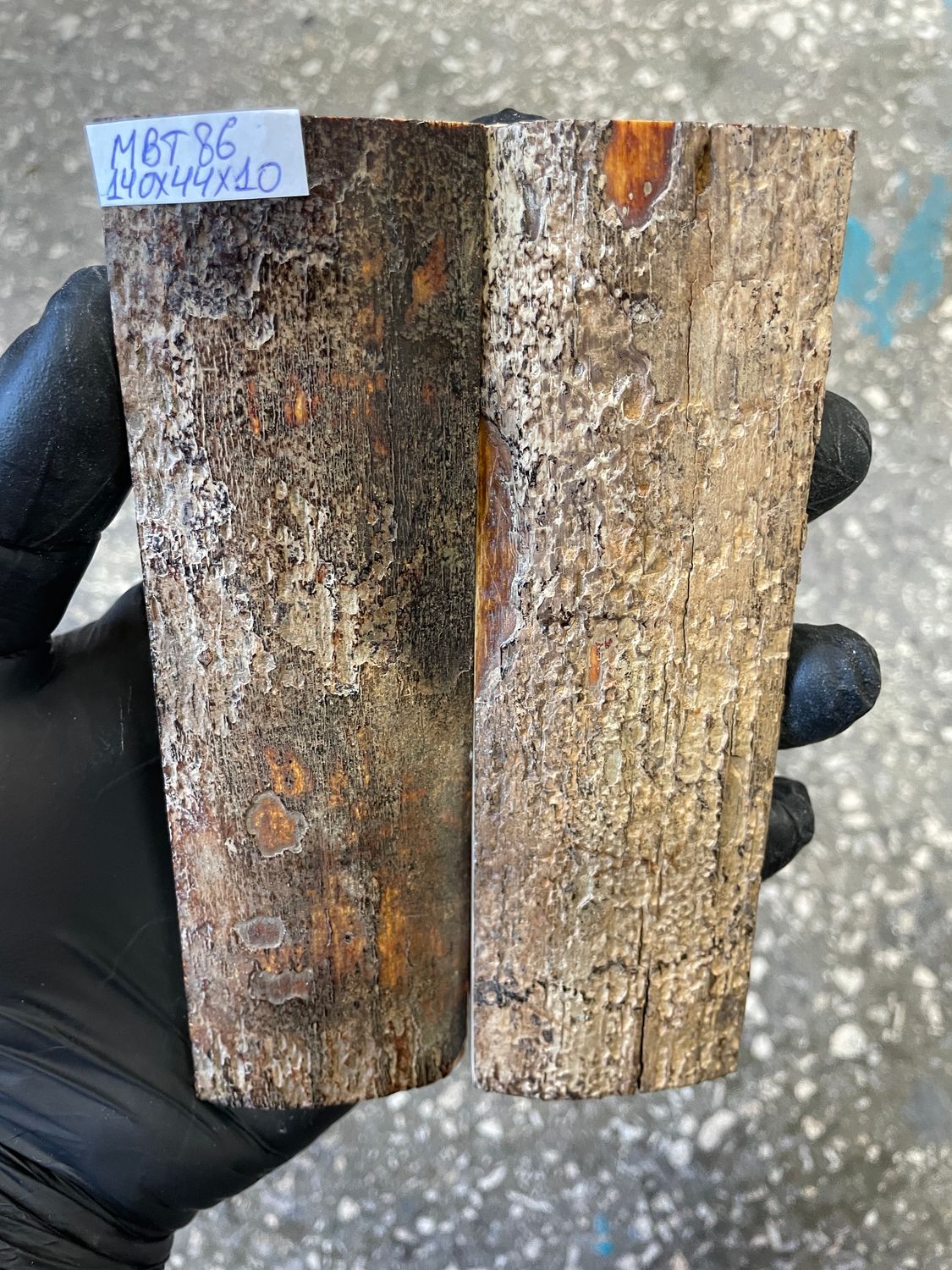 mammoth bark scales pair for knife handle MBT86