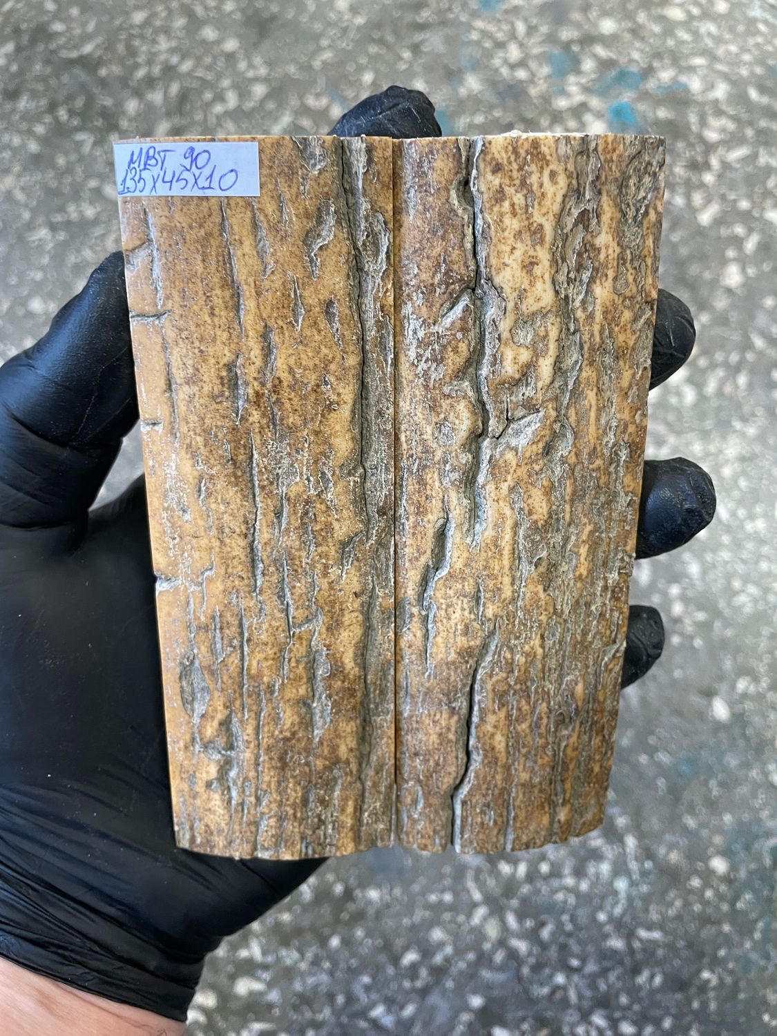 mammoth bark scales pair for knife handle MBT90